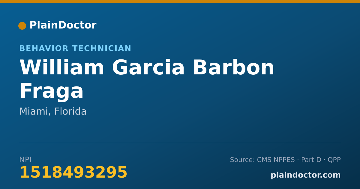 Shareable card for William Garcia Barbon Fraga - Behavior Technician, Miami, FL