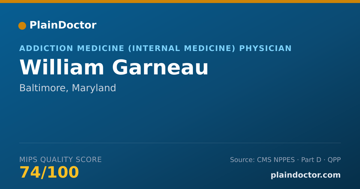 Shareable card for William Garneau - Addiction Medicine (Internal Medicine) Physician, Baltimore, MD