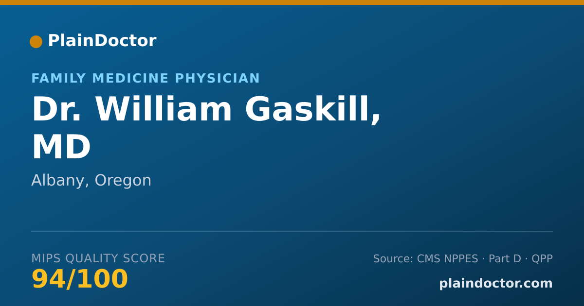 Shareable card for William Gaskill, MD - Family Medicine Physician, Albany, OR