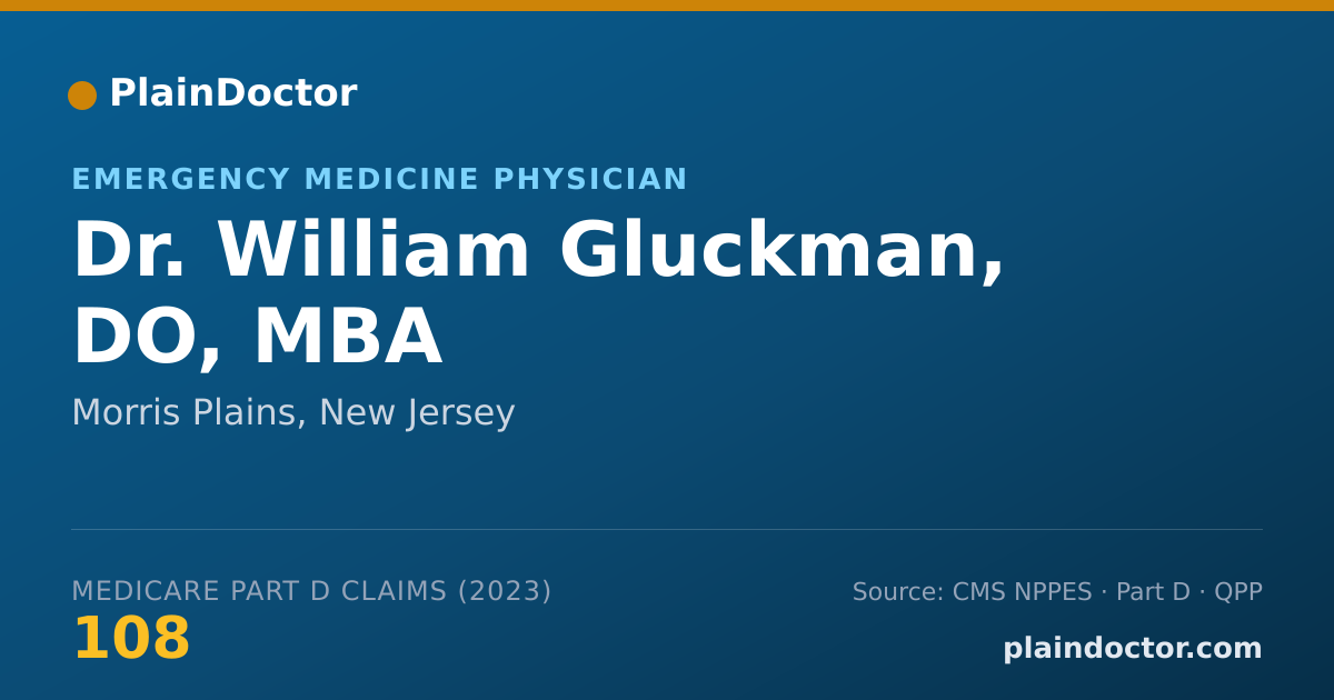 Shareable card for William Gluckman, DO, MBA - Emergency Medicine Physician, Morris Plains, NJ