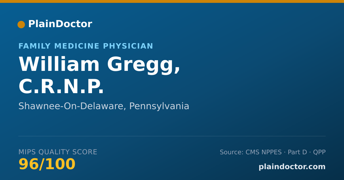 Shareable card for William Gregg, C.R.N.P. - Family Medicine Physician, Shawnee-On-Delaware, PA