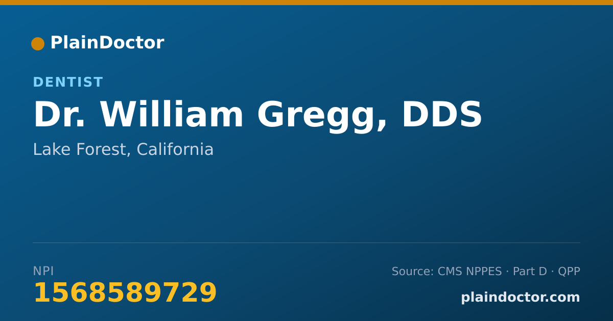 Shareable card for William Gregg, DDS - Dentist, Lake Forest, CA