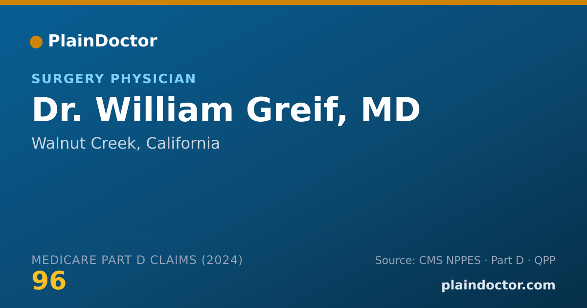 Shareable card for William Greif, MD - Surgery Physician, Walnut Creek, CA