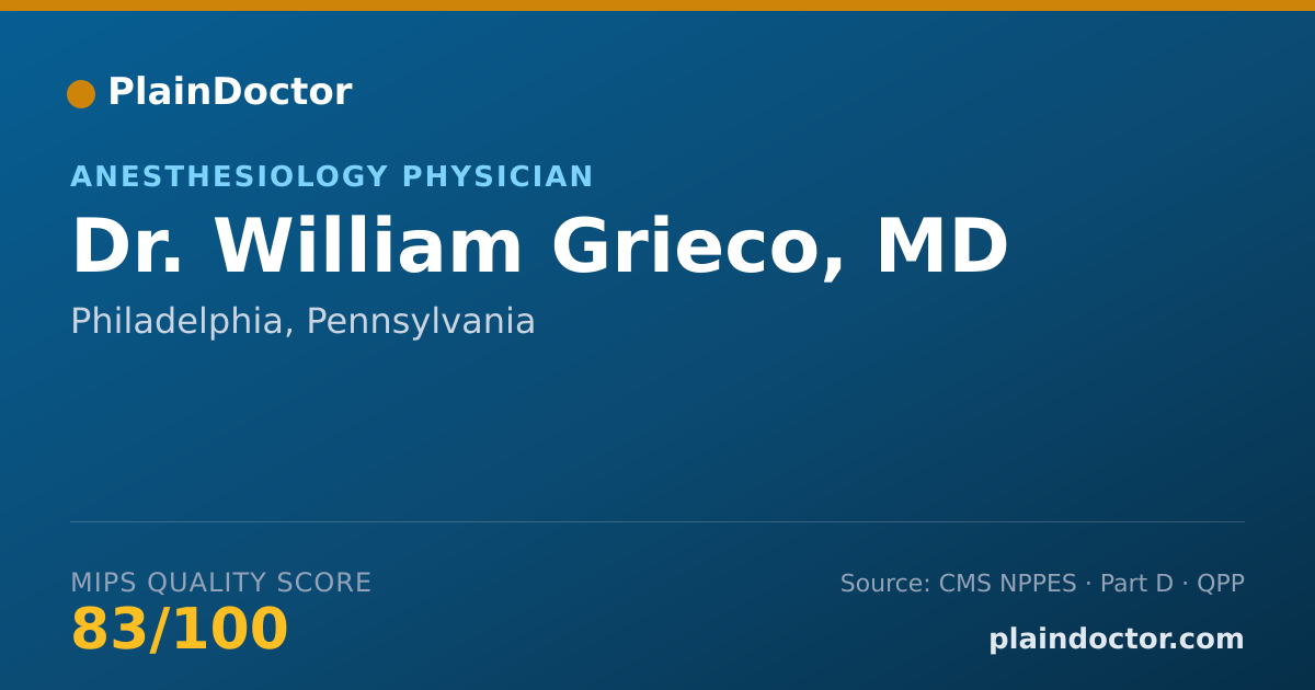 Shareable card for William Grieco, MD - Anesthesiology Physician, Philadelphia, PA