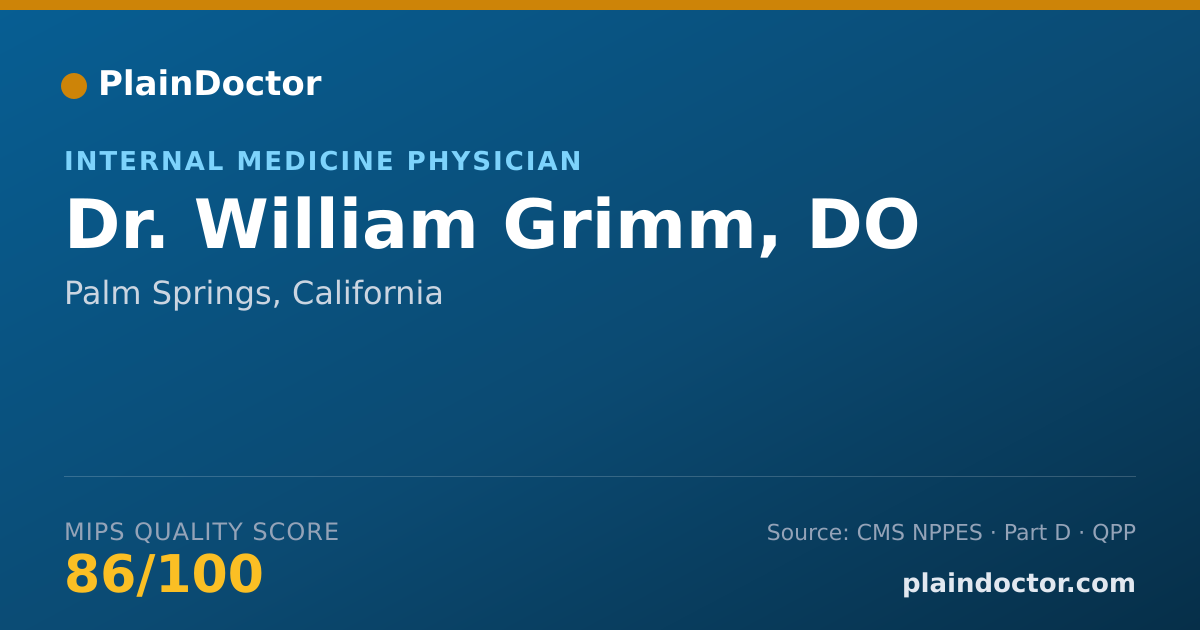 Shareable card for William Grimm, DO - Internal Medicine Physician, Palm Springs, CA