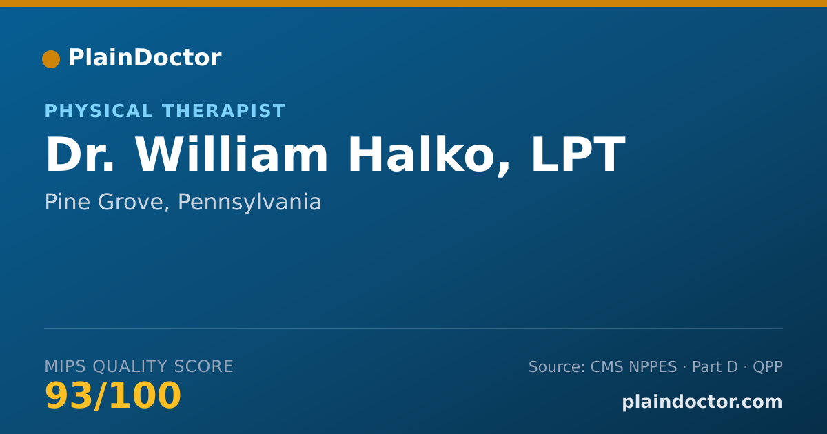 Shareable card for William Halko, LPT - Physical Therapist, Pine Grove, PA