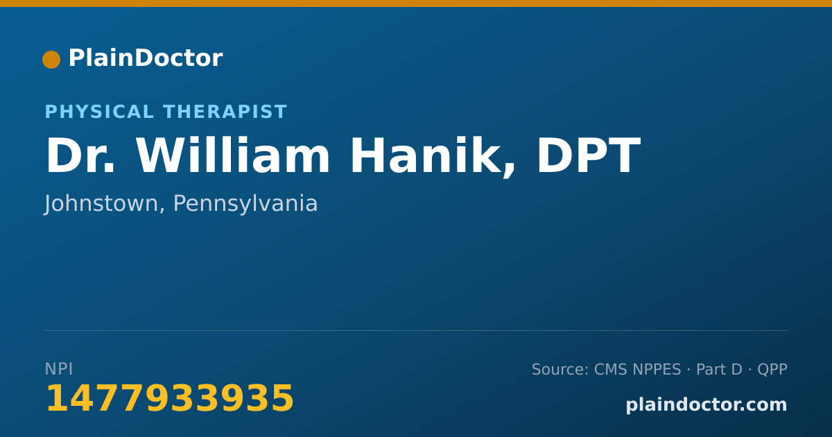 Shareable card for William Hanik, DPT - Physical Therapist, Johnstown, PA
