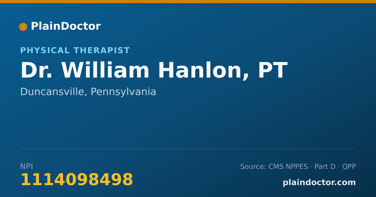 Shareable card for William Hanlon, PT - Physical Therapist, Duncansville, PA