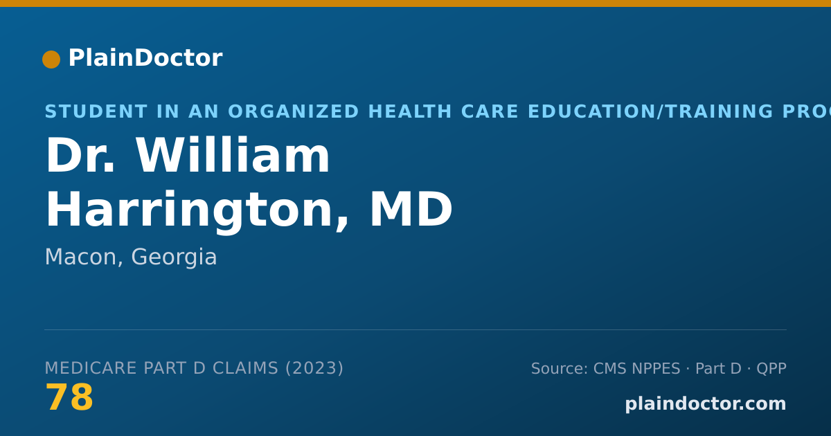 Shareable card for William Harrington, MD - Student in an Organized Health Care Education/Training Program, Macon, GA