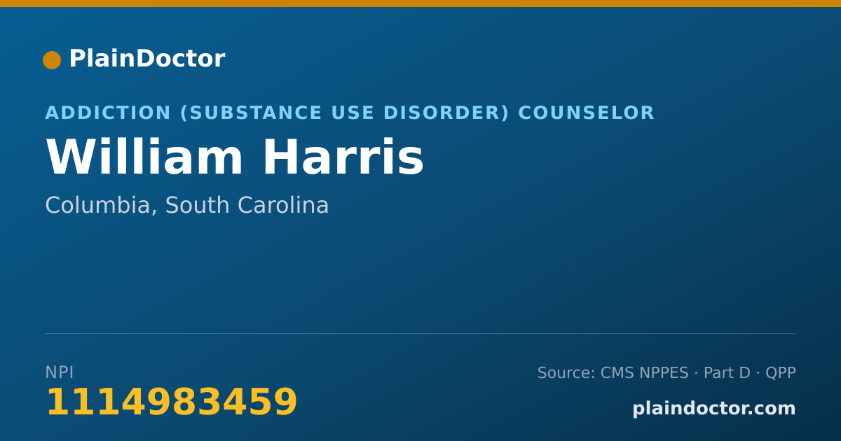 Shareable card for William Harris - Addiction (Substance Use Disorder) Counselor, Columbia, SC
