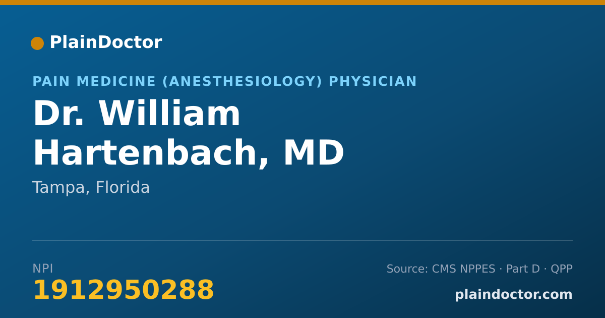 Shareable card for William Hartenbach, MD - Pain Medicine (Anesthesiology) Physician, Tampa, FL