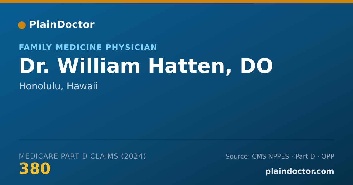 Shareable card for William Hatten, DO - Family Medicine Physician, Honolulu, HI