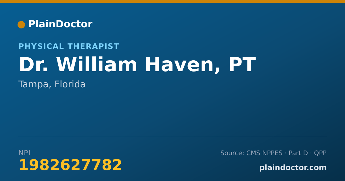 Shareable card for William Haven, PT - Physical Therapist, Tampa, FL