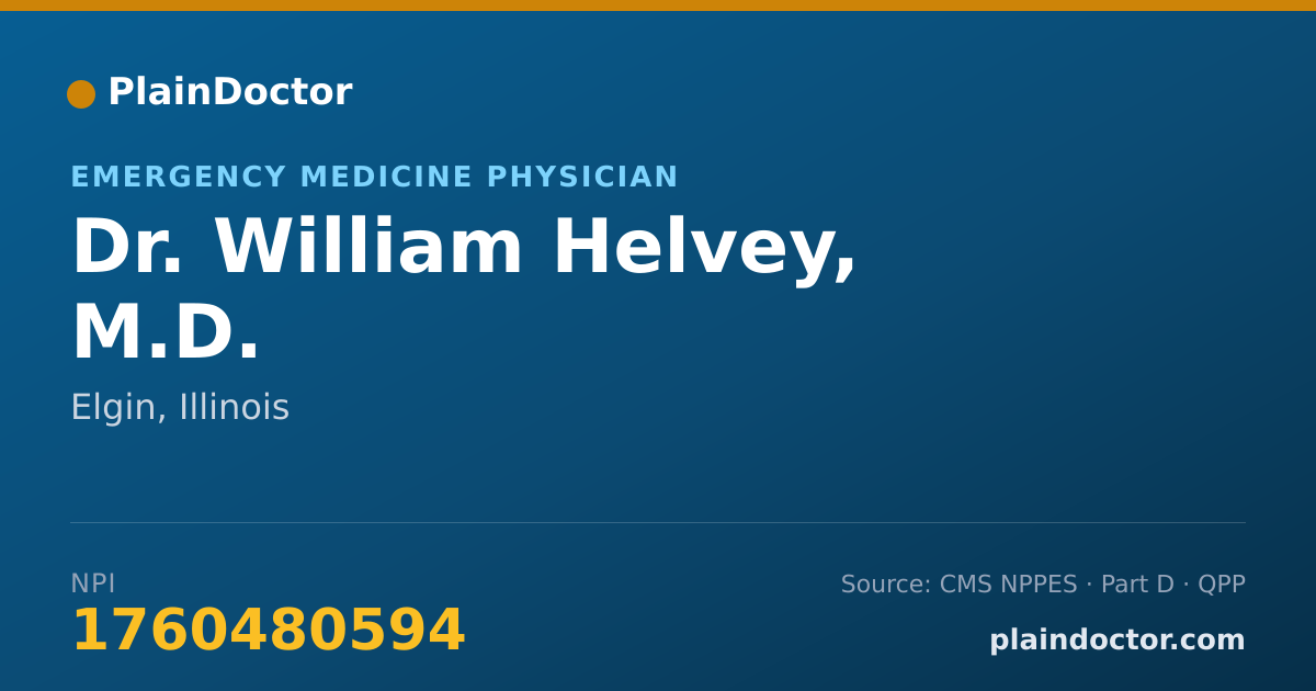 Shareable card for William Helvey, M.D. - Emergency Medicine Physician, Elgin, IL