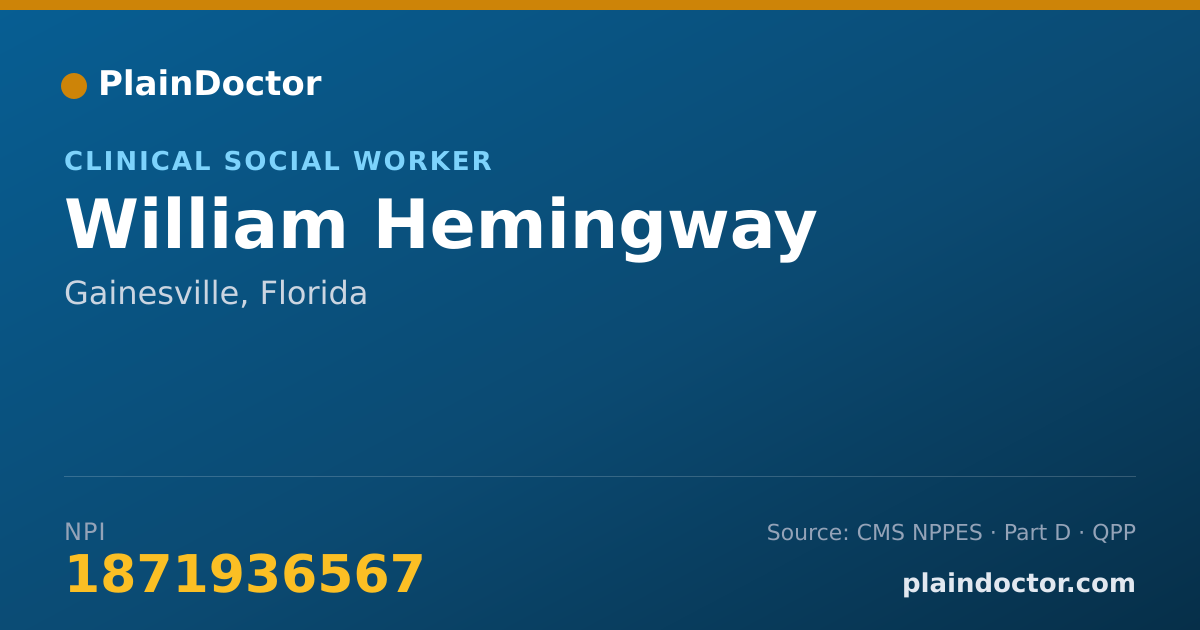 Shareable card for William Hemingway - Clinical Social Worker, Gainesville, FL