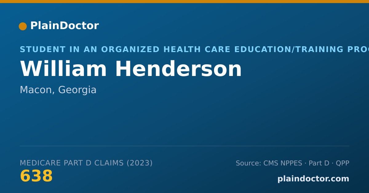 Shareable card for William Henderson - Student in an Organized Health Care Education/Training Program, Macon, GA