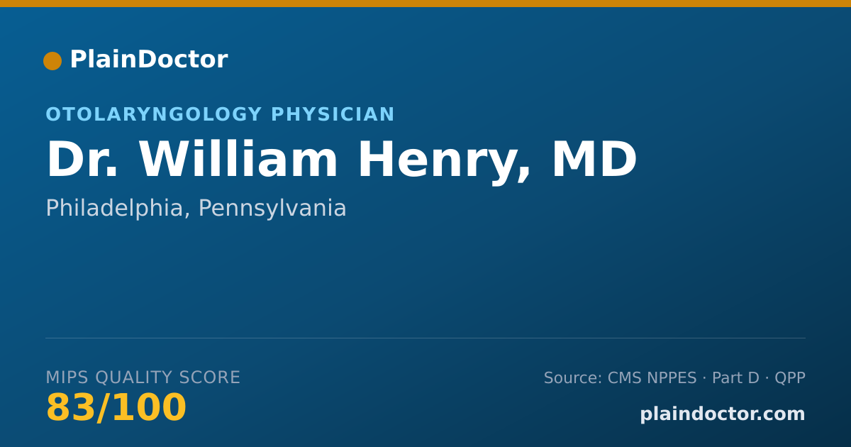 Shareable card for William Henry, MD - Otolaryngology Physician, Philadelphia, PA
