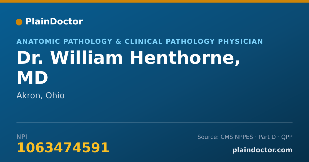 Shareable card for William Henthorne, MD - Anatomic Pathology & Clinical Pathology Physician, Akron, OH