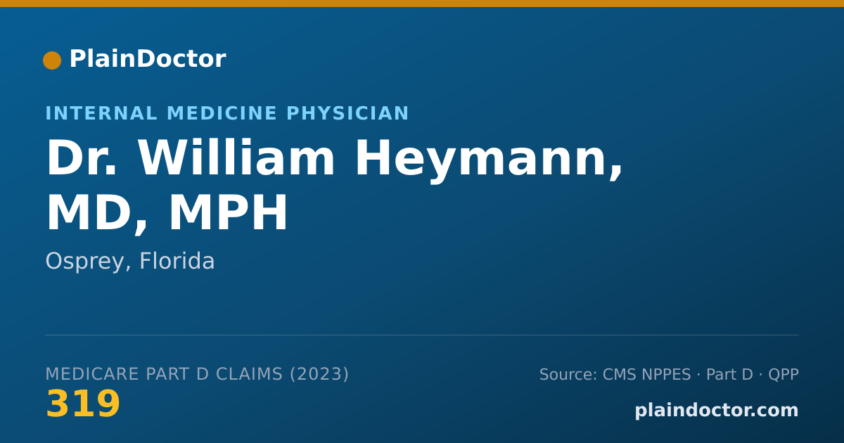 Shareable card for William Heymann, MD, MPH - Internal Medicine Physician, Osprey, FL