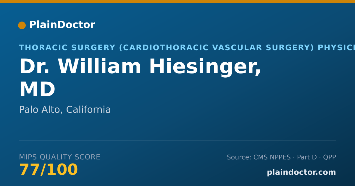 Shareable card for William Hiesinger, MD - Surgery Physician, Palo Alto, CA