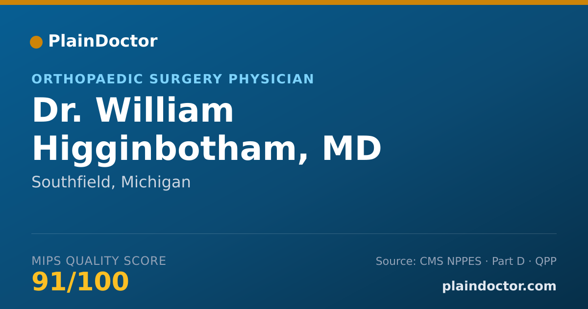 Shareable card for William Higginbotham, MD - Orthopaedic Surgery Physician, Southfield, MI