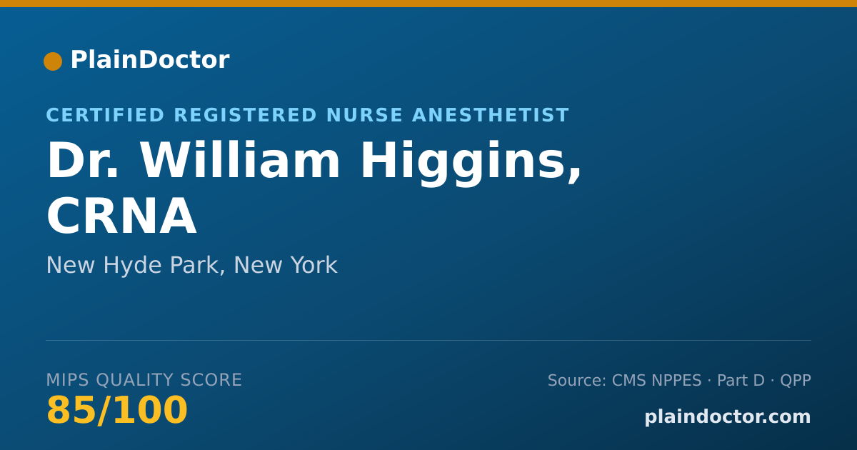Shareable card for William Higgins, CRNA - Certified Registered Nurse Anesthetist, New Hyde Park, NY