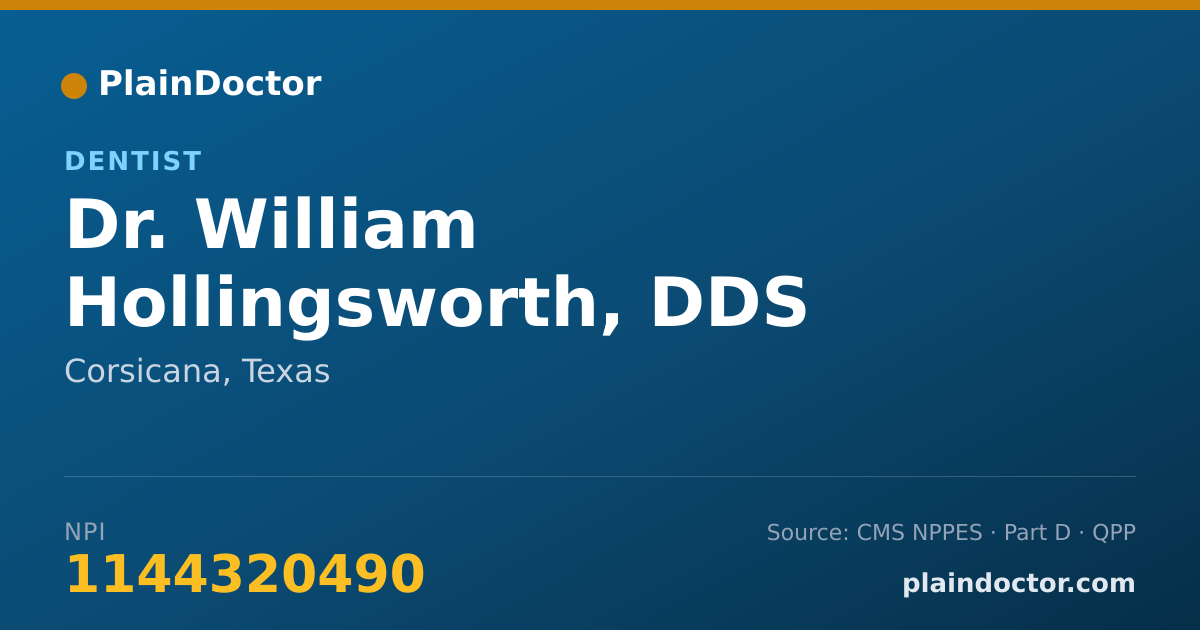 Shareable card for William Hollingsworth, DDS - Dentist, Corsicana, TX