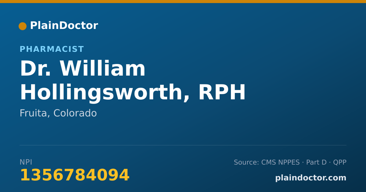 Shareable card for William Hollingsworth, RPH - Pharmacist, Fruita, CO