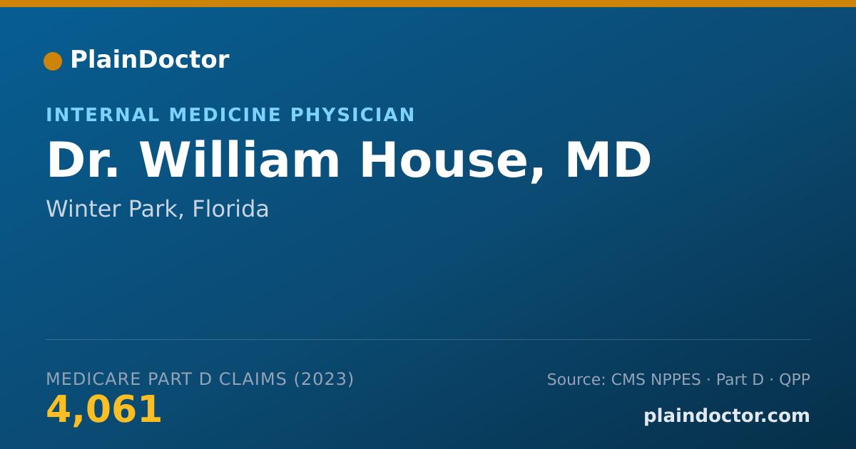 Shareable card for William House, MD - Internal Medicine Physician, Winter Park, FL