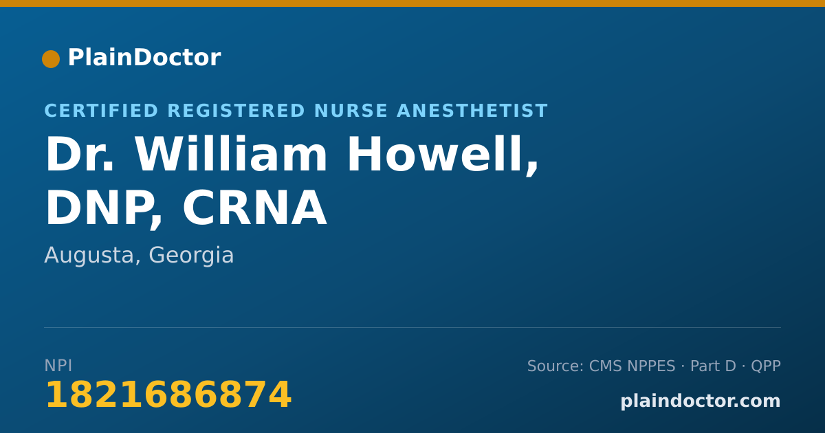 Shareable card for William Howell, DNP, CRNA - Certified Registered Nurse Anesthetist, Augusta, GA