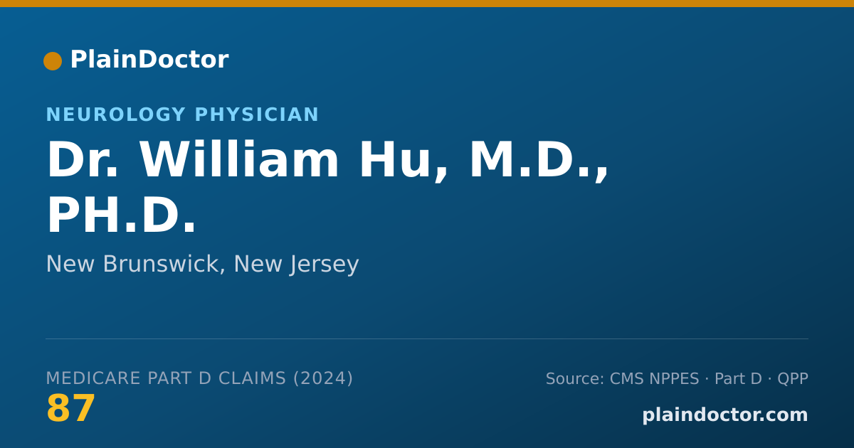 Shareable card for William Hu, M.D., PH.D. - Neurology Physician, New Brunswick, NJ