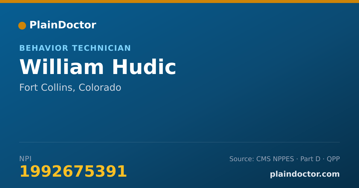 Shareable card for William Hudic - Behavior Technician, Fort Collins, CO