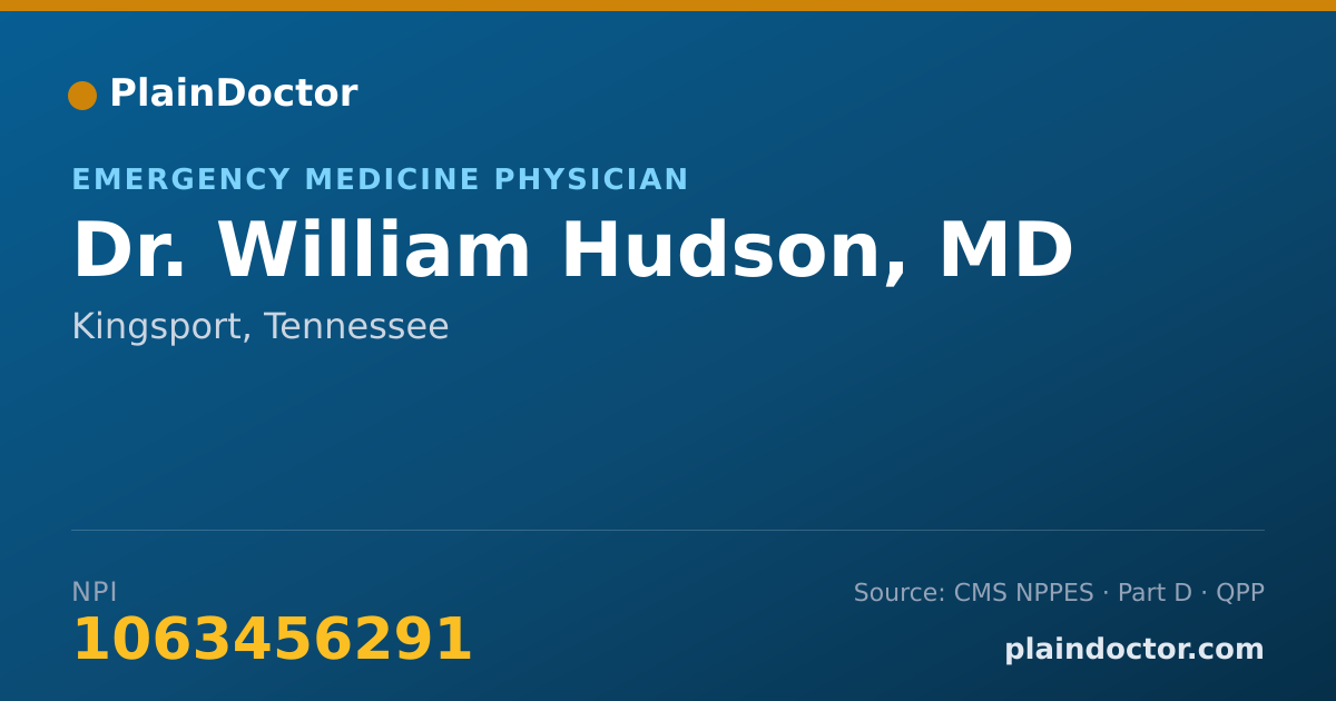 Shareable card for William Hudson, MD - Emergency Medicine Physician, Kingsport, TN