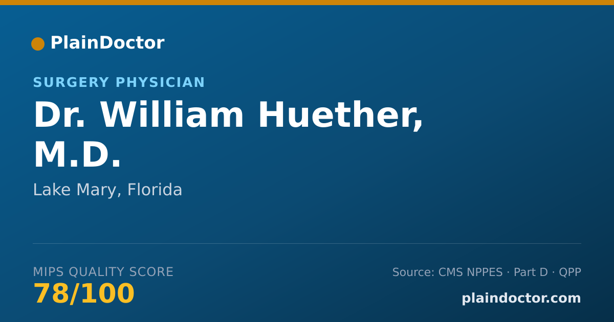 Shareable card for William Huether, M.D. - Surgery Physician, Lake Mary, FL