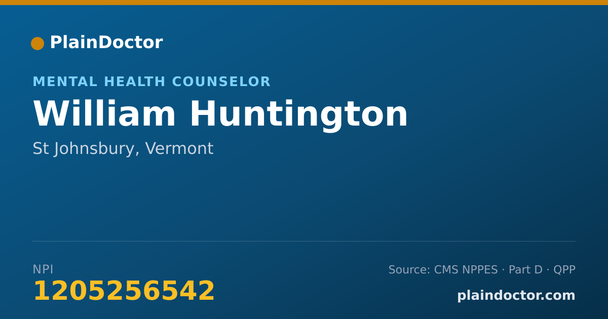 Shareable card for William Huntington - Mental Health Counselor, St Johnsbury, VT