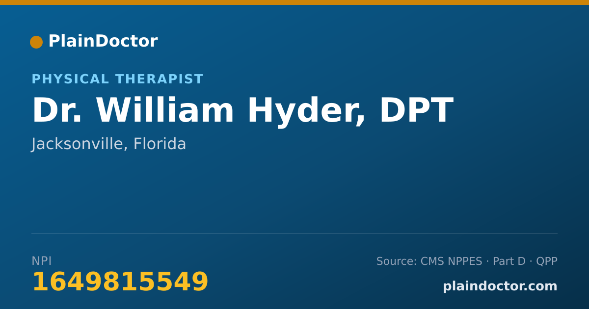 Shareable card for William Hyder, DPT - Physical Therapist, Jacksonville, FL