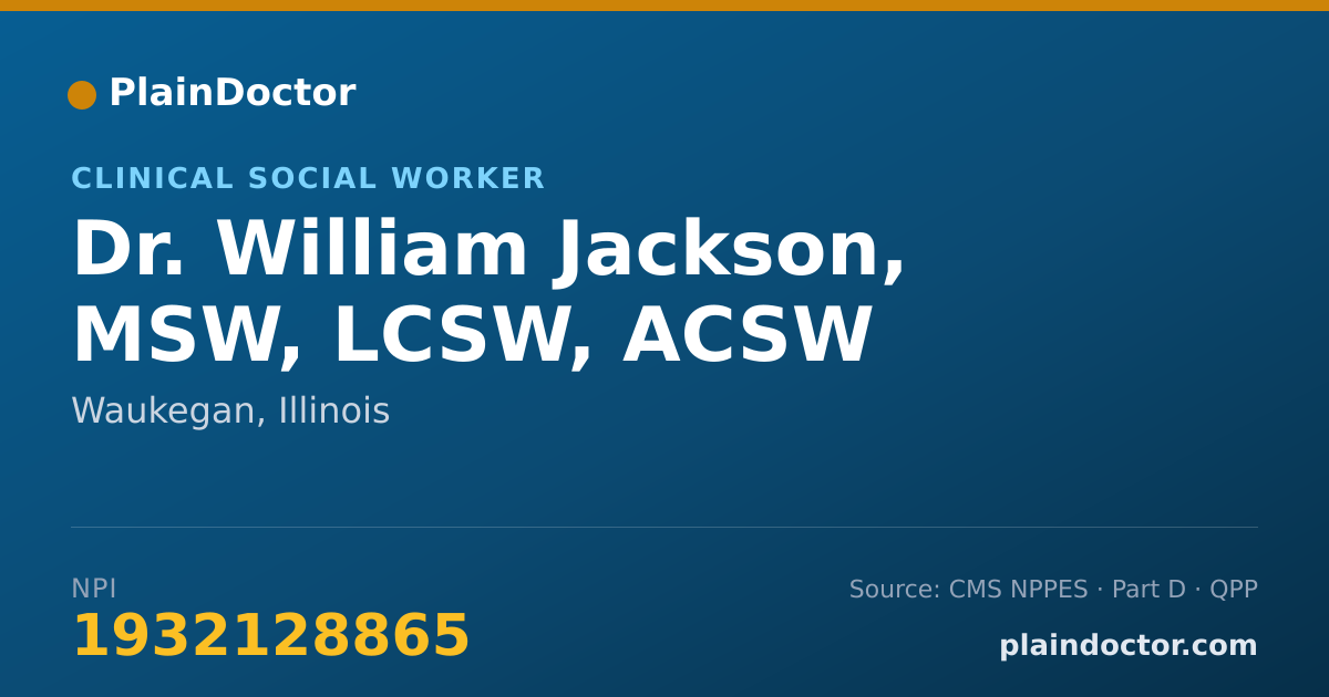 Shareable card for William Jackson, MSW, LCSW, ACSW - Clinical Social Worker, Waukegan, IL