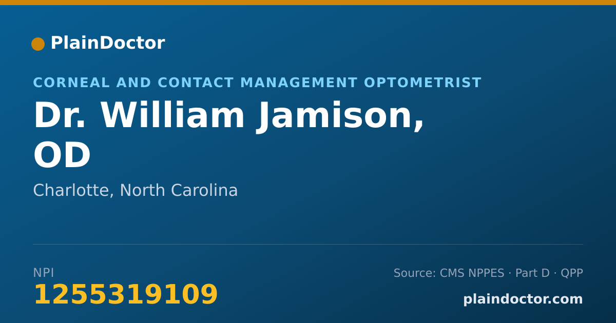 Shareable card for William Jamison, OD - Corneal and Contact Management Optometrist, Charlotte, NC