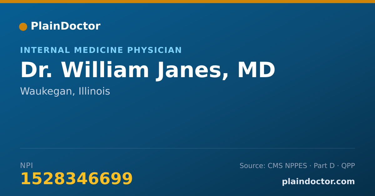 Shareable card for William Janes, MD - Internal Medicine Physician, Waukegan, IL