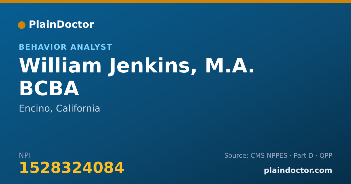 Shareable card for William Jenkins, M.A. BCBA - Behavior Analyst, Encino, CA