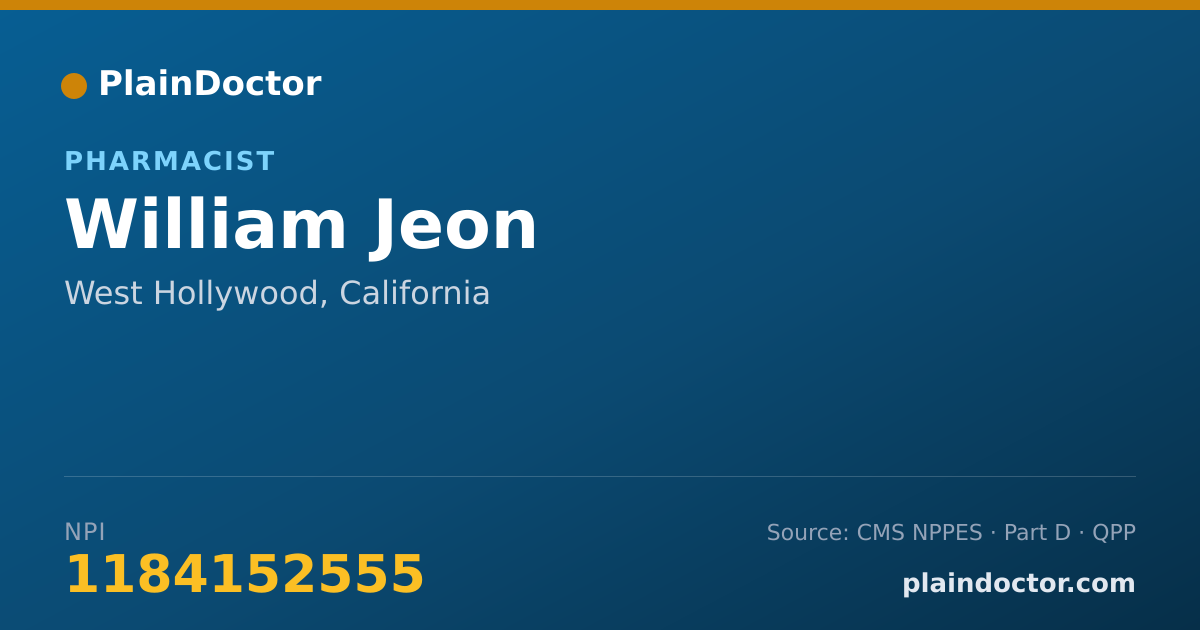 Shareable card for William Jeon - Pharmacist, West Hollywood, CA