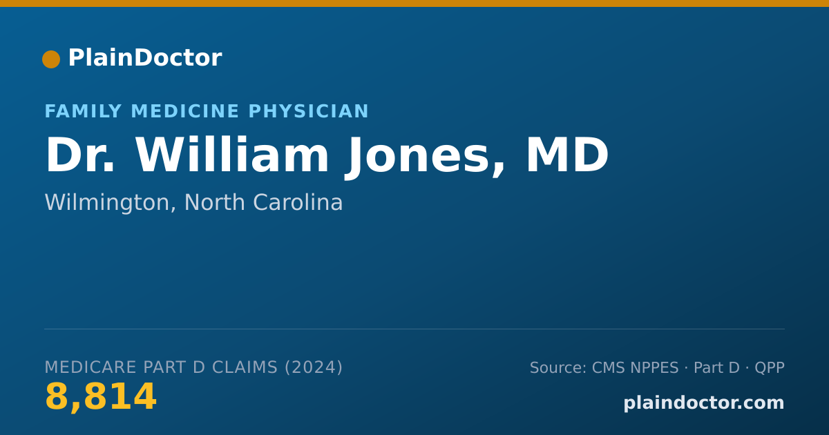 Shareable card for William Jones, MD - Family Medicine Physician, Wilmington, NC