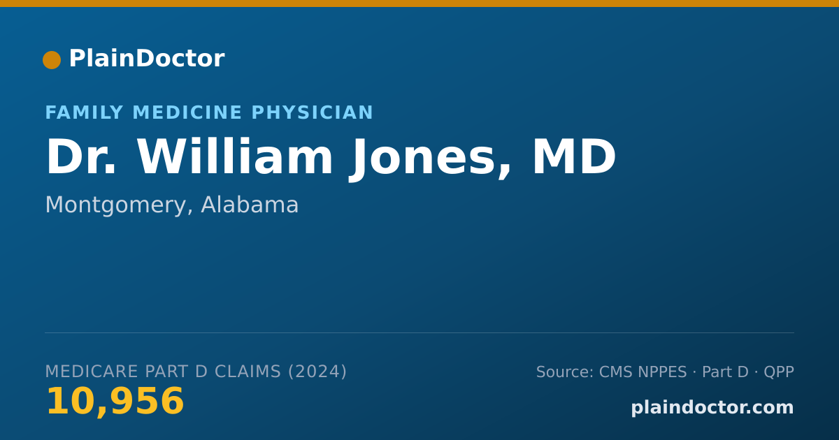Shareable card for William Jones, MD - Family Medicine Physician, Montgomery, AL