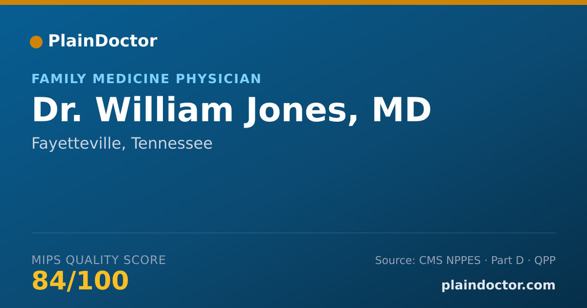 Shareable card for William Jones, MD - Family Medicine Physician, Fayetteville, TN