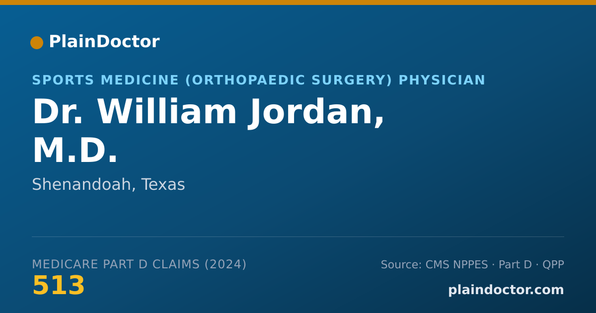 Shareable card for William Jordan, M.D. - Sports Medicine (Orthopaedic Surgery) Physician, Shenandoah, TX