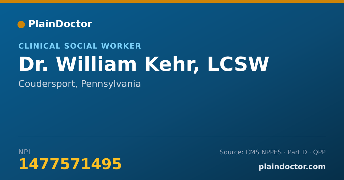 Shareable card for William Kehr, LCSW - Clinical Social Worker, Coudersport, PA