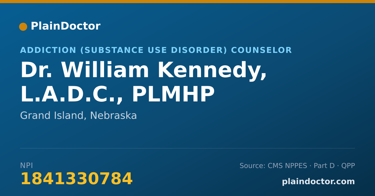 Shareable card for William Kennedy, L.A.D.C., PLMHP - Addiction (Substance Use Disorder) Counselor, Grand Island, NE
