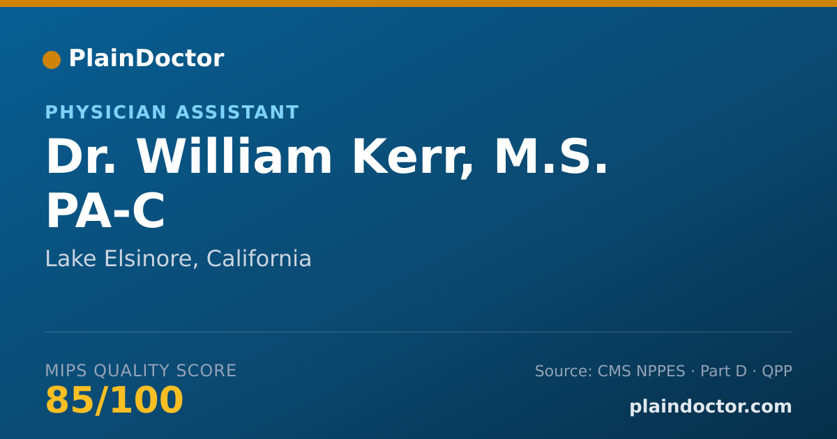 Shareable card for William Kerr, M.S. PA-C - Physician Assistant, Lake Elsinore, CA