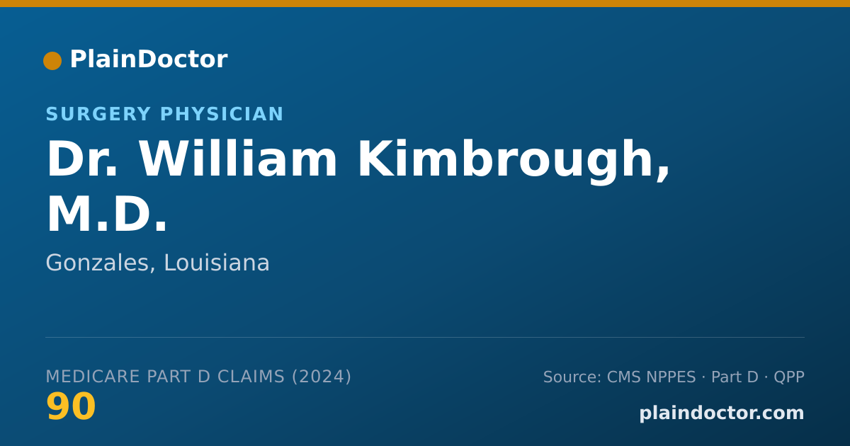 Shareable card for William Kimbrough, M.D. - Surgery Physician, Gonzales, LA