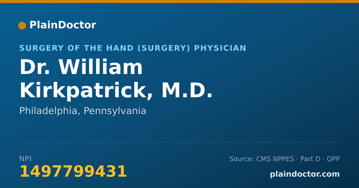 Shareable card for William Kirkpatrick, M.D. - Surgery of the Hand (Surgery) Physician, Philadelphia, PA